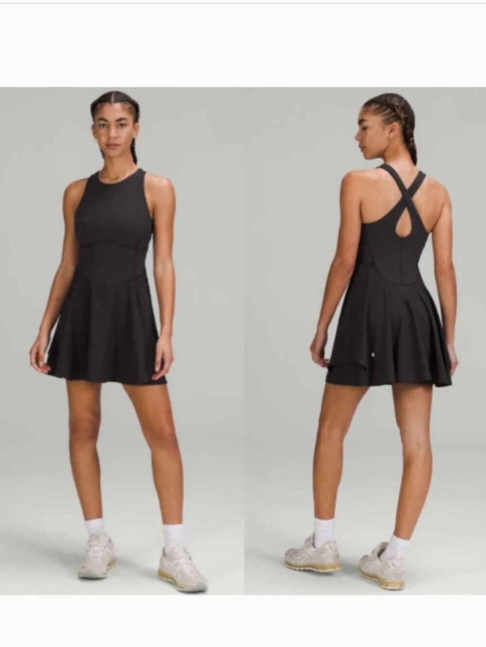 Lululemon Court Crush Dress Black size 4 built-in shorts tennis golf athletic